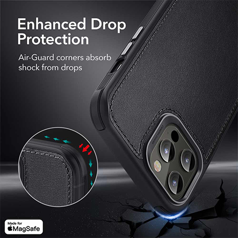 ESR Metro Vegan Leather Case - MagSafe Compatible - iPhone 12 Pro Max | Black