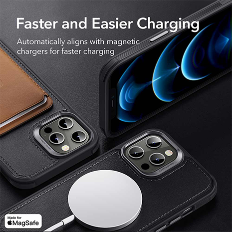 ESR Metro Vegan Leather Case - MagSafe Compatible - iPhone 12 Pro Max | Black