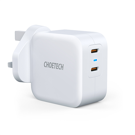Choetech 40W Dual USB-C Mains Power Adpater | White