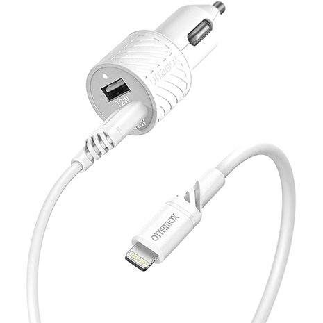 OtterBox Dual Port USB In-Car Charger & 1m Lightning Cable | White